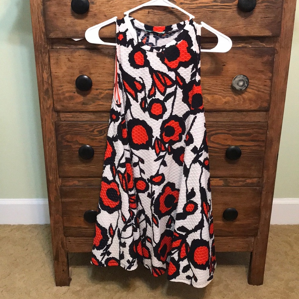 Navy, orange and white dress